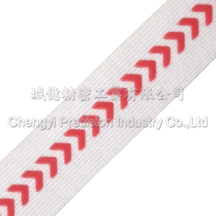 鬆緊帶矽膠止滑加工,紅色箭頭圖形滴膠加工